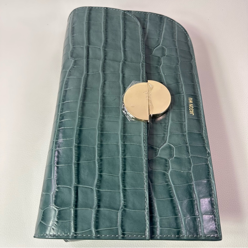 NEW JASON WU ORBIT SAGE LEAF GREEN LEATHER CROC EMBOSSED BAG AUTHENTIC - Picture 12 of 16